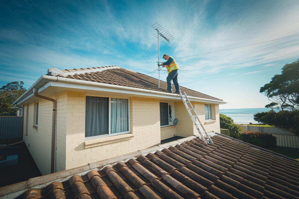 Professional TV antenna installation on Perth home